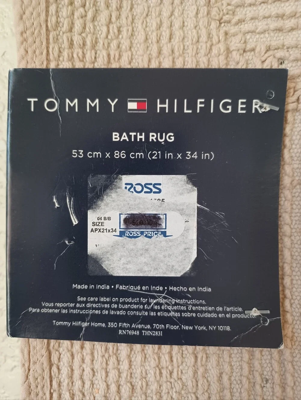 Tommy Hilfiger Bath Mat Rug 100% Cotton Tan 21